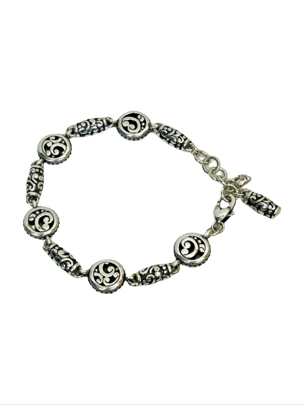Brighton Silver and Black Filigree Round Link Bracelet